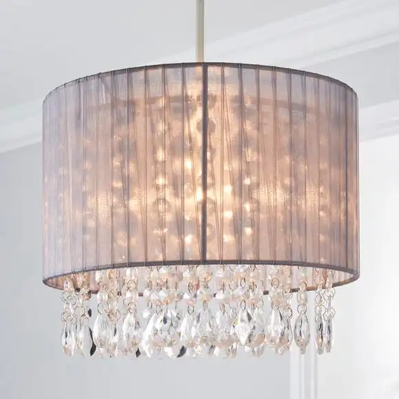 Dunelm Riah Jewel Shade Grey Easy Fit Pendant 1 Dunelm Riah Jewel Shade Grey Easy Fit Pendant