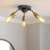 Dunelm Marsden 3 Light Antique Brass Industrial Semi-Flush Ceiling Fitting -Dunelm Lights Sales 30671329