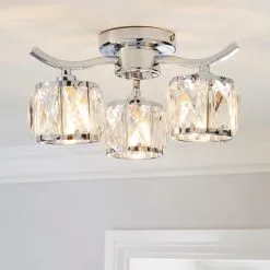 Dunelm Kleio 3 Light Glass Chrome Semi-Flush Ceiling Fitting