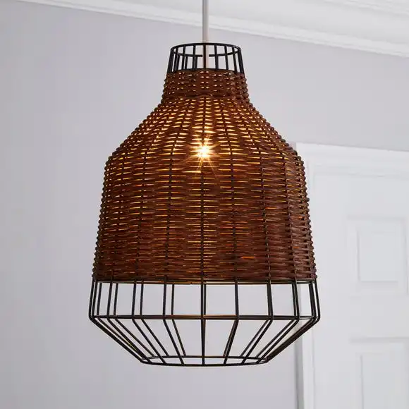 Dunelm Ohio Dark Rattan Easy Fit Pendant 1 Dunelm Ohio Dark Rattan Easy Fit Pendant