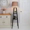 Dunelm Beaumont Wood Tripod Plant Black Floor Lamp