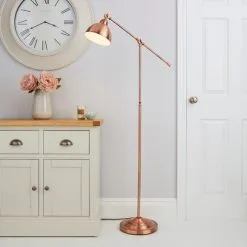 Dunelm Lever Arm Copper Floor Lamp