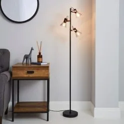 Dunelm Milas 3 Light Black Industrial Floor Lamp