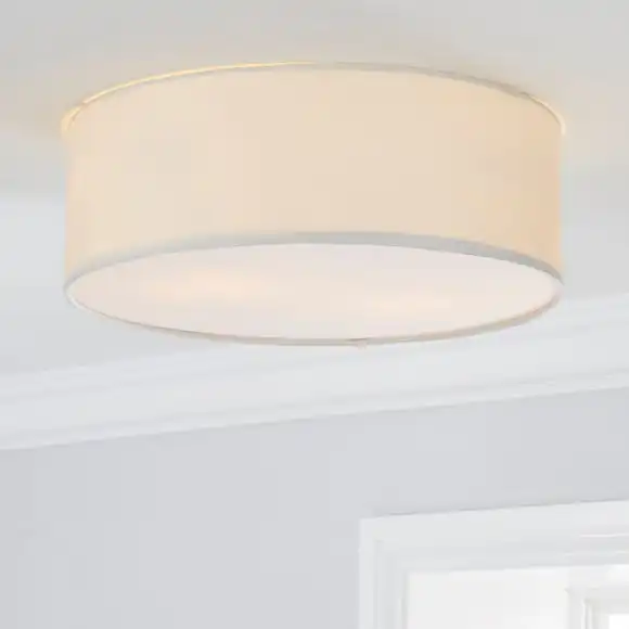 Dunelm Sara 38cm Ivory Shade Flush Ceiling Fitting 1 Dunelm Sara 38cm Ivory Shade Flush Ceiling Fitting
