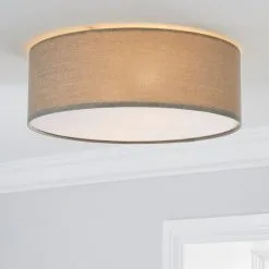Dunelm Sara 38cm Grey Shade Flush Ceiling Fitting