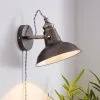 Dunelm Lucas Industrial Easy Fit Plug In Wall Light Pewter
