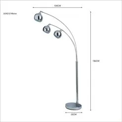 Dunelm Herm 3 Arm Arc Chrome Floor Lamp -Dunelm Lights Sales 30674394 alt04