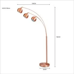 Dunelm Herm 3 Arm Arc Copper Floor Lamp -Dunelm Lights Sales 30674395 alt04