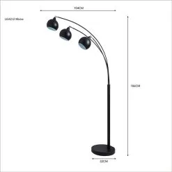 Dunelm Herm 3 Arm Arc Black Floor Lamp -Dunelm Lights Sales 30674396 alt04
