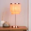 Dunelm Jaz Fringe Pink Table Lamp -Dunelm Lights Sales 30674435