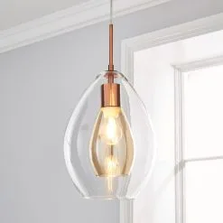 Dunelm Eden Pendant Ceiling Fitting Copper