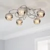 Dunelm Seychelles Smoked 5 Light Flush Ceiling Fitting -Dunelm Lights Sales 30690629
