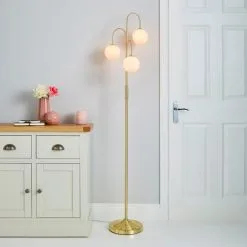 Dunelm Gigi 3 Light Gold Floor Lamp