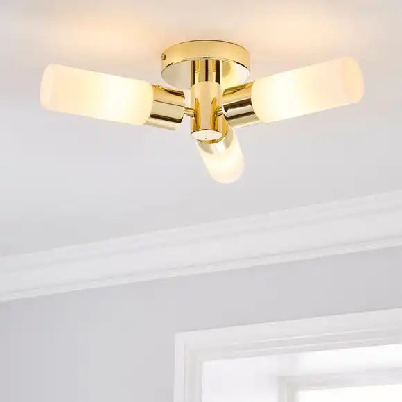 Dunelm Porto Bathroom 3 Light Ceiling Fitting Brass 1 Dunelm Porto Bathroom 3 Light Ceiling Fitting Brass