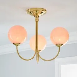 Dunelm Gigi Semi Flush Pink Ceiling Fitting