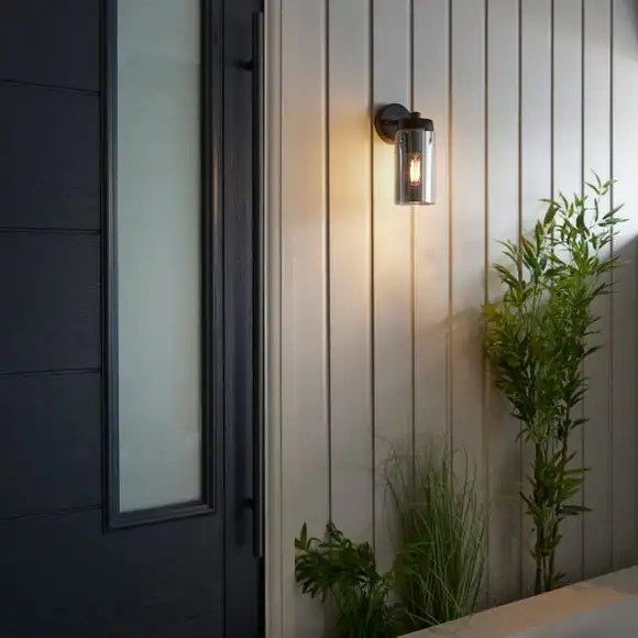 Dunelm Ellison Matt Black Smoked Glass Outdoor Wall Light 5 Dunelm Ellison Matt Black Smoked Glass Outdoor Wall Light - Image 5