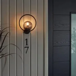 Dunelm Fort Halo Black Smoked Glass Outdoor Wall Light -Dunelm Lights Sales 30730434 alt02