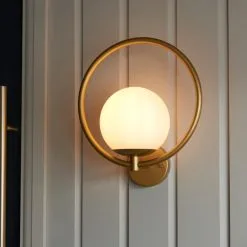 Dunelm Fort Halo Gold Frosted Glass Outdoor Wall Light