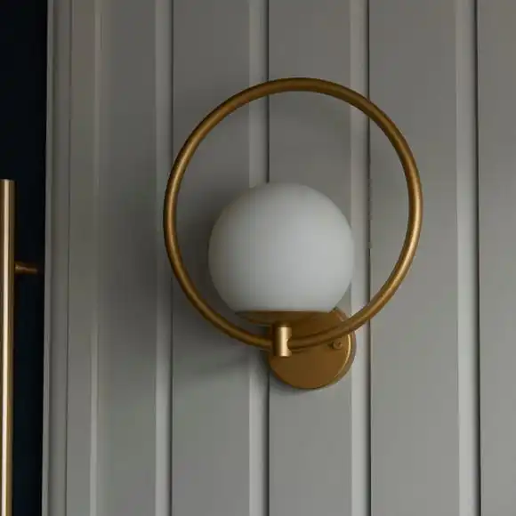 Dunelm Fort Halo Gold Frosted Glass Outdoor Wall Light 2 Dunelm Fort Halo Gold Frosted Glass Outdoor Wall Light - Image 2
