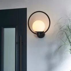 Dunelm Fort Halo Black Opal Glass Outdoor Wall Light -Dunelm Lights Sales 30730436 alt04