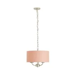 Dunelm Preston Nickel Blush Pink 3 Light Pendant Fitting -Dunelm Lights Sales 30730500 alt05