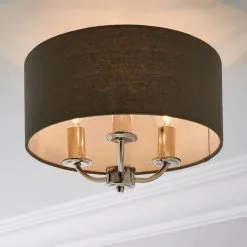 Dunelm Preston Nickel Charcoal Flush Ceiling Fitting