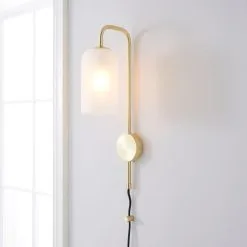 Dunelm Palazzo Gold Effect Easy Fit Plug In Wall Light