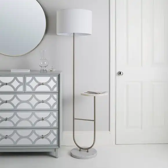 Dunelm Carrara Marble Base Floor Lamp With Table 2 Dunelm Carrara Marble Base Floor Lamp With Table - Image 2