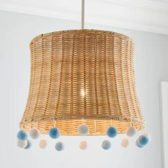 Dunelm Fiesta Rattan Pom Pom Easy Fit Pendant Shade 1 Dunelm Fiesta Rattan Pom Pom Easy Fit Pendant Shade