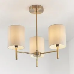 Vogue Lighting Vogue Dewey Antique Brass 3 Light Flush Ceiling Fitting