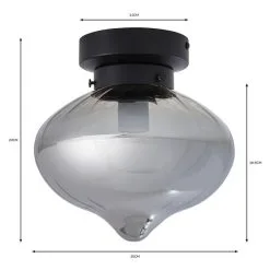 Dunelm Voyager 1 Light Smoked Flush Ceiling Fitting -Dunelm Lights Sales 30752951 alt07