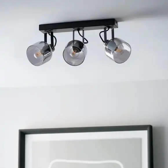 Dunelm Palazzo 3 Light Smoked Glass Spotlight Bar 2 Dunelm Palazzo 3 Light Smoked Glass Spotlight Bar - Image 2