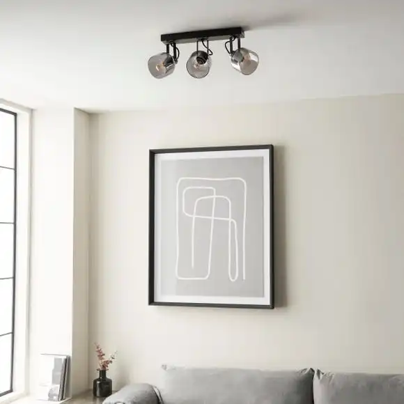 Dunelm Palazzo 3 Light Smoked Glass Spotlight Bar 6 Dunelm Palazzo 3 Light Smoked Glass Spotlight Bar - Image 6