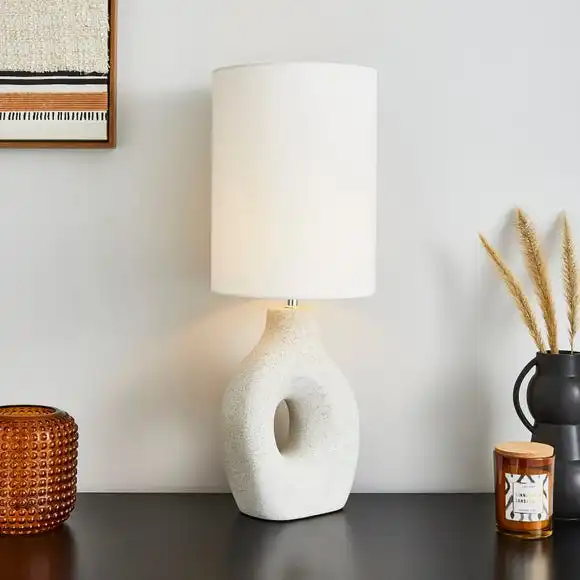Dunelm Dinah Sculptural White Table Lamp 1 Dunelm Dinah Sculptural White Table Lamp