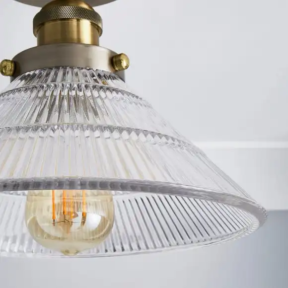 Dunelm Logan Glass 1 Light Satin Nickel Semi Flush Fitting 3 Dunelm Logan Glass 1 Light Satin Nickel Semi Flush Fitting - Image 3