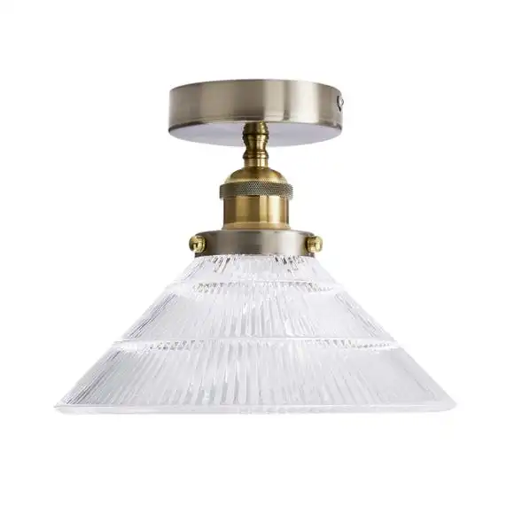 Dunelm Logan Glass 1 Light Satin Nickel Semi Flush Fitting 5 Dunelm Logan Glass 1 Light Satin Nickel Semi Flush Fitting - Image 5