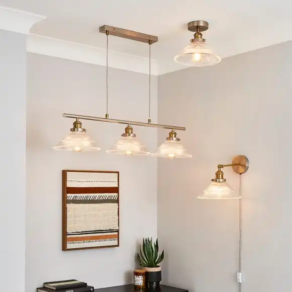 Dunelm Logan Glass 1 Light Satin Nickel Semi Flush Fitting 6 Dunelm Logan Glass 1 Light Satin Nickel Semi Flush Fitting - Image 6