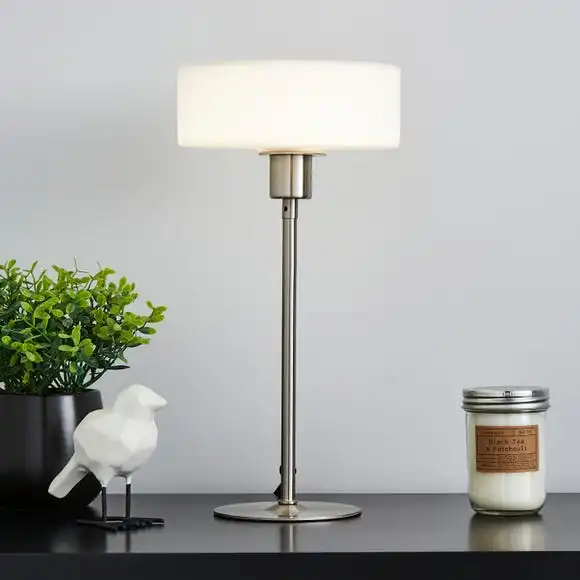 Dunelm Amelie Opal Glass Satin Nickel Table Lamp 1 Dunelm Amelie Opal Glass Satin Nickel Table Lamp