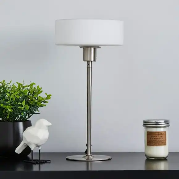 Dunelm Amelie Opal Glass Satin Nickel Table Lamp 2 Dunelm Amelie Opal Glass Satin Nickel Table Lamp - Image 2