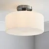 Dunelm Amelie Opal Satin Nickel Glass Flush Ceiling Fitting -Dunelm Lights Sales 30768664