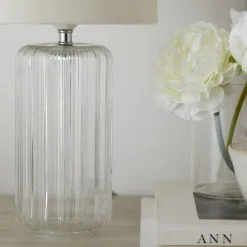 Dunelm Christine Ribbed Glass Table Lamp -Dunelm Lights Sales 30770025 alt02