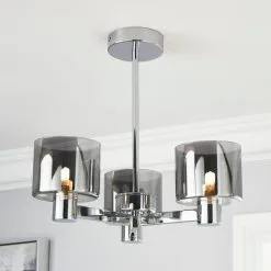 Dunelm Erin Ceiling 3 Light Smoked Ceiling Fitting