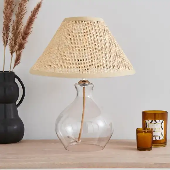 Dunelm Wescott Glass & Cane Table Lamp 2 Dunelm Wescott Glass & Cane Table Lamp - Image 2