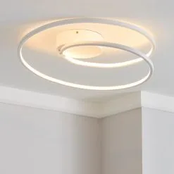 Dunelm Menton Integrated LED Swirl White Semi-Flush Ceiling Fitting