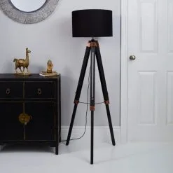 Dunelm Trio Tripod Black And Copper Floor Lamp -Dunelm Lights Sales 30787667 alt01