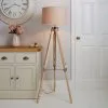 Dunelm Trio Tripod Light Wood Floor Lamp