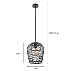 Dunelm Kirra Bathroom 1 Light Pendant Faux Rattan Ceiling Fitting -Dunelm Lights Sales 30789856 alt07