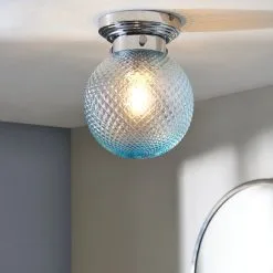 Dunelm Tropic Bathoom Faceted Sphere 1 Light Flush Ceiling Fitting