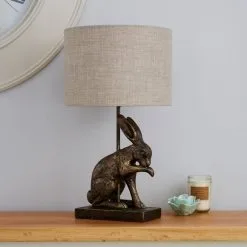 Dunelm Hare Licking Paw Table Lamp Ant Brs -Dunelm Lights Sales 30792140 alt01