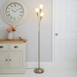 Dunelm Marble Glass Satin Nickel Floor Lamp